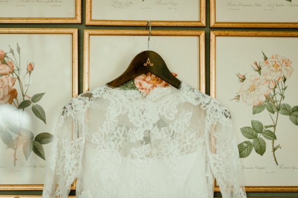 White lace dress handing gown