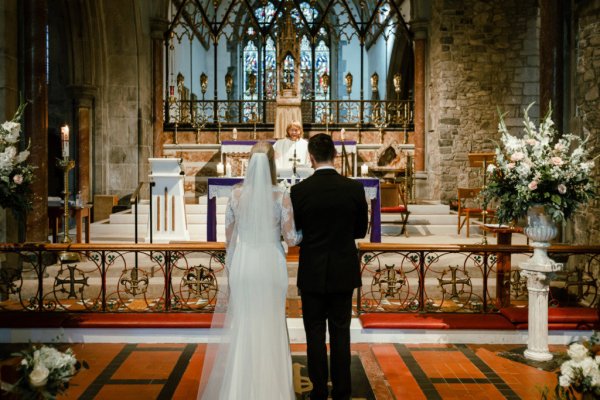 Bride and groom at the alter