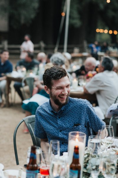 Guest candle lighting laughing smiling