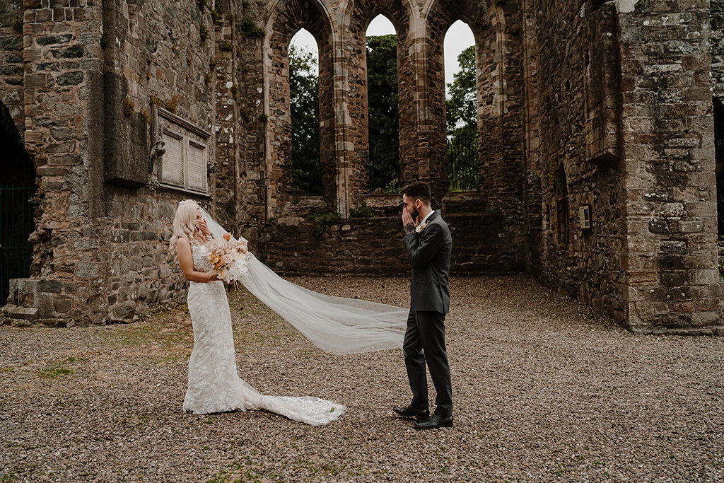 first look bride and groom