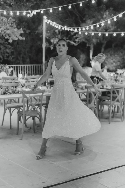 Black and white bride dress