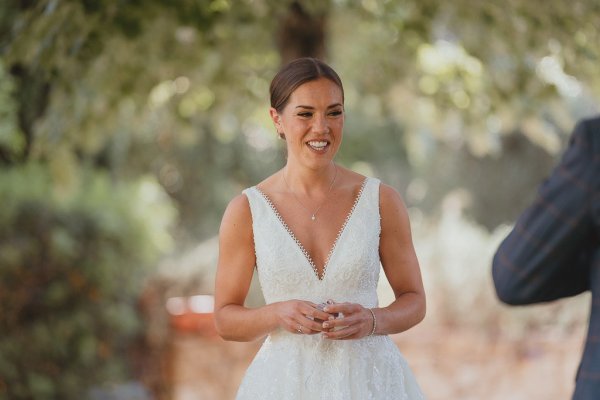 Bride smiles