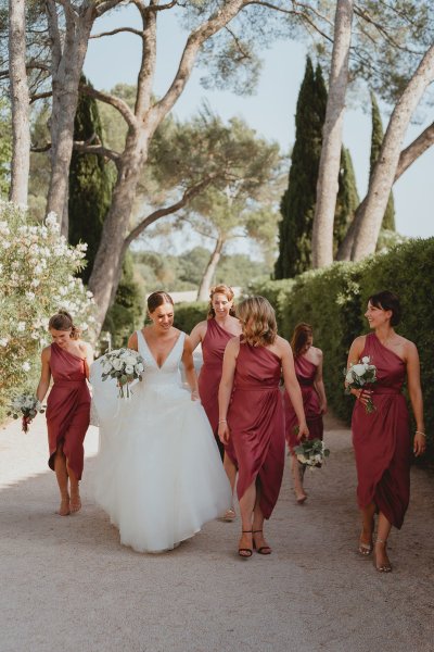 Bridesmaids and bride flowers bouquet