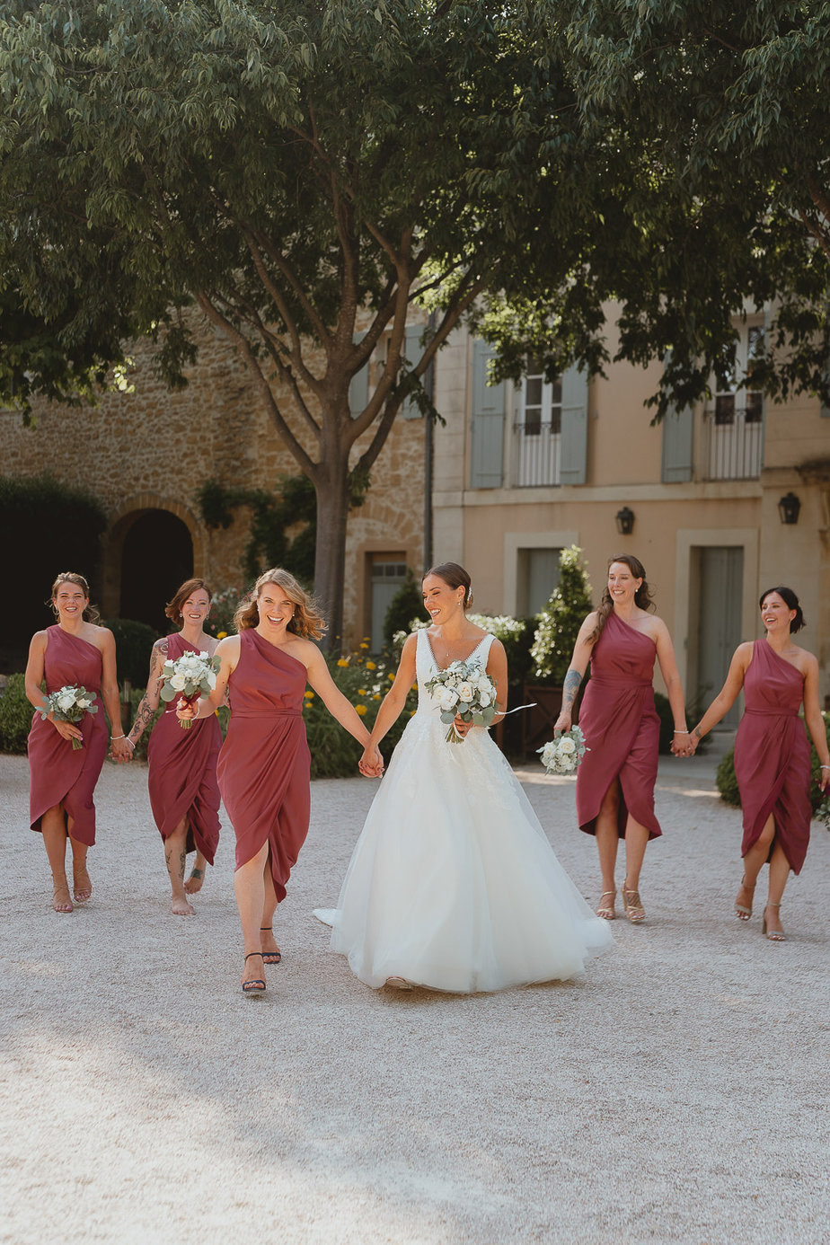 Bridesmaids and bride flowers bouquet