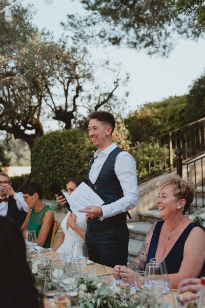 Groom gives speech at wedding ceremony