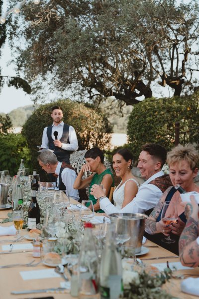 Groom gives speech