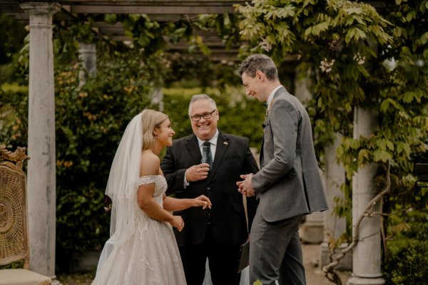 ceremony reading Bride officiant exterior wedding