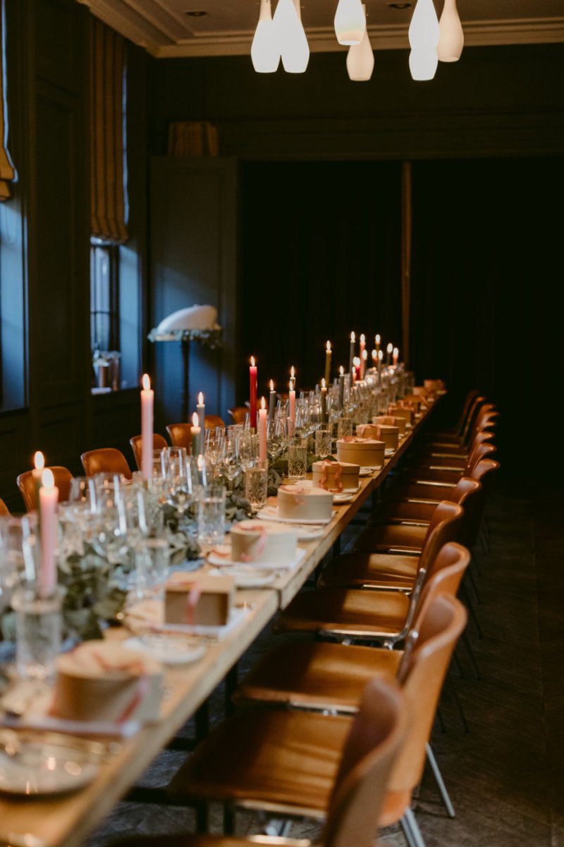 Interior dining room detail candles chairs table