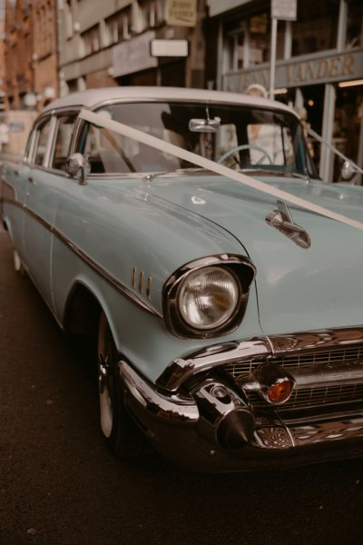 Cadillac wedding car ribbon