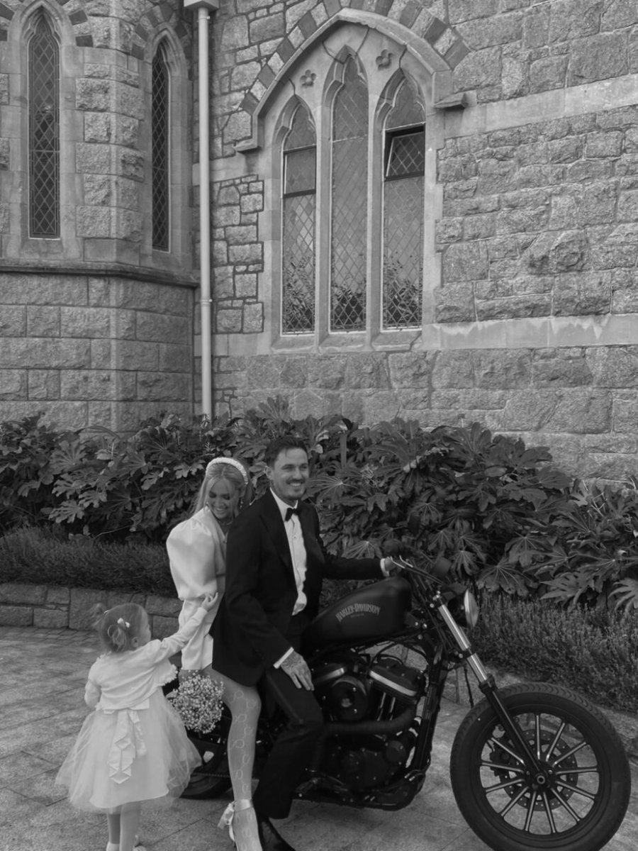 Couple on motorcycle