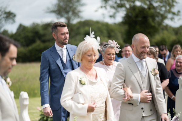 Mother father guests during wedding ceremony