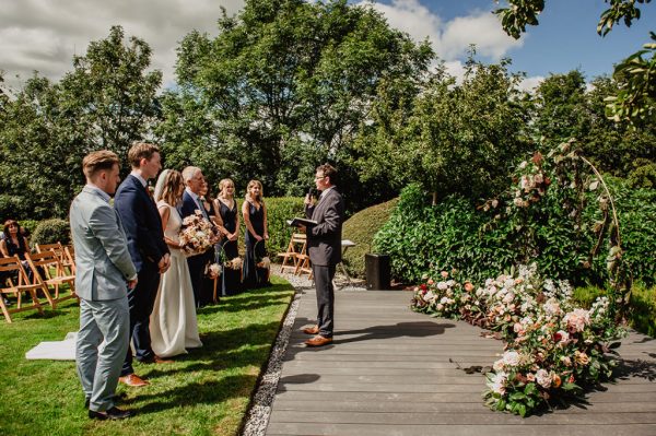 Garden wedding ceremony outdoor at home