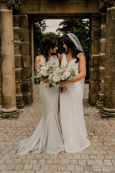 Bride and bridesmaid