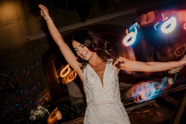 Bride dancing on dancefloor