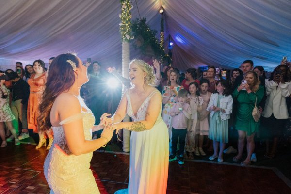 Brides wives dancing dancefloor