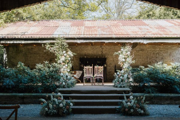 Exterior wedding venue chairs