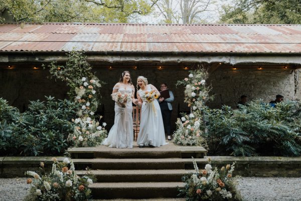 Brides wives exiting wedding ceremony