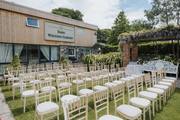 Empty wedding venue chairs