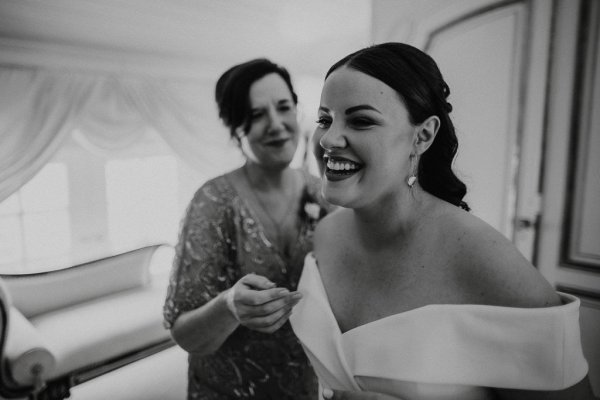 Mother and daughter black and white