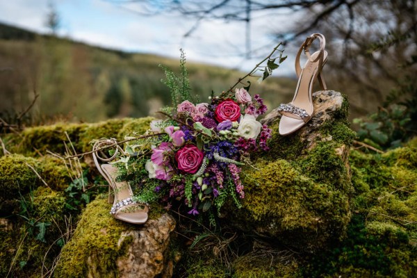 Bridal floral flower heels shoes