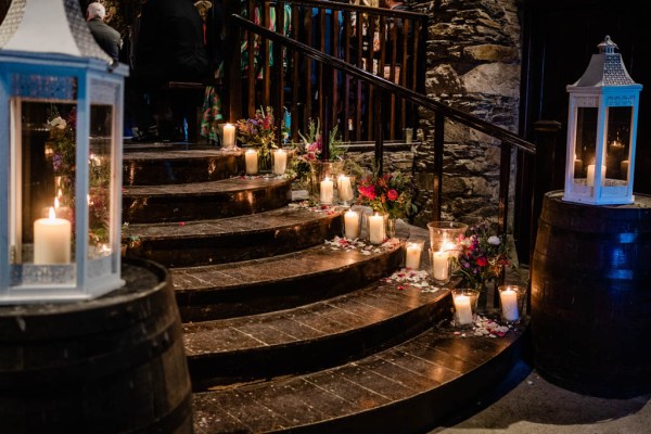 Stairwell staircase candles on steps