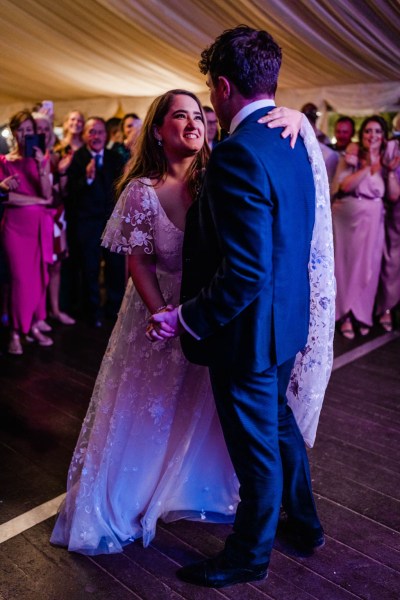 Bride and groom dancing