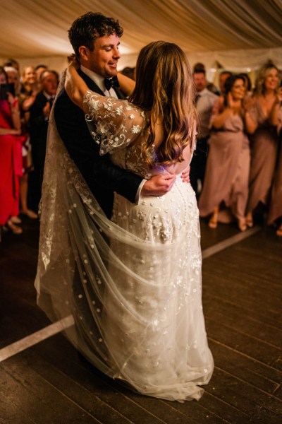 Bride and groom dancing