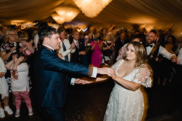 Bride and groom dancing