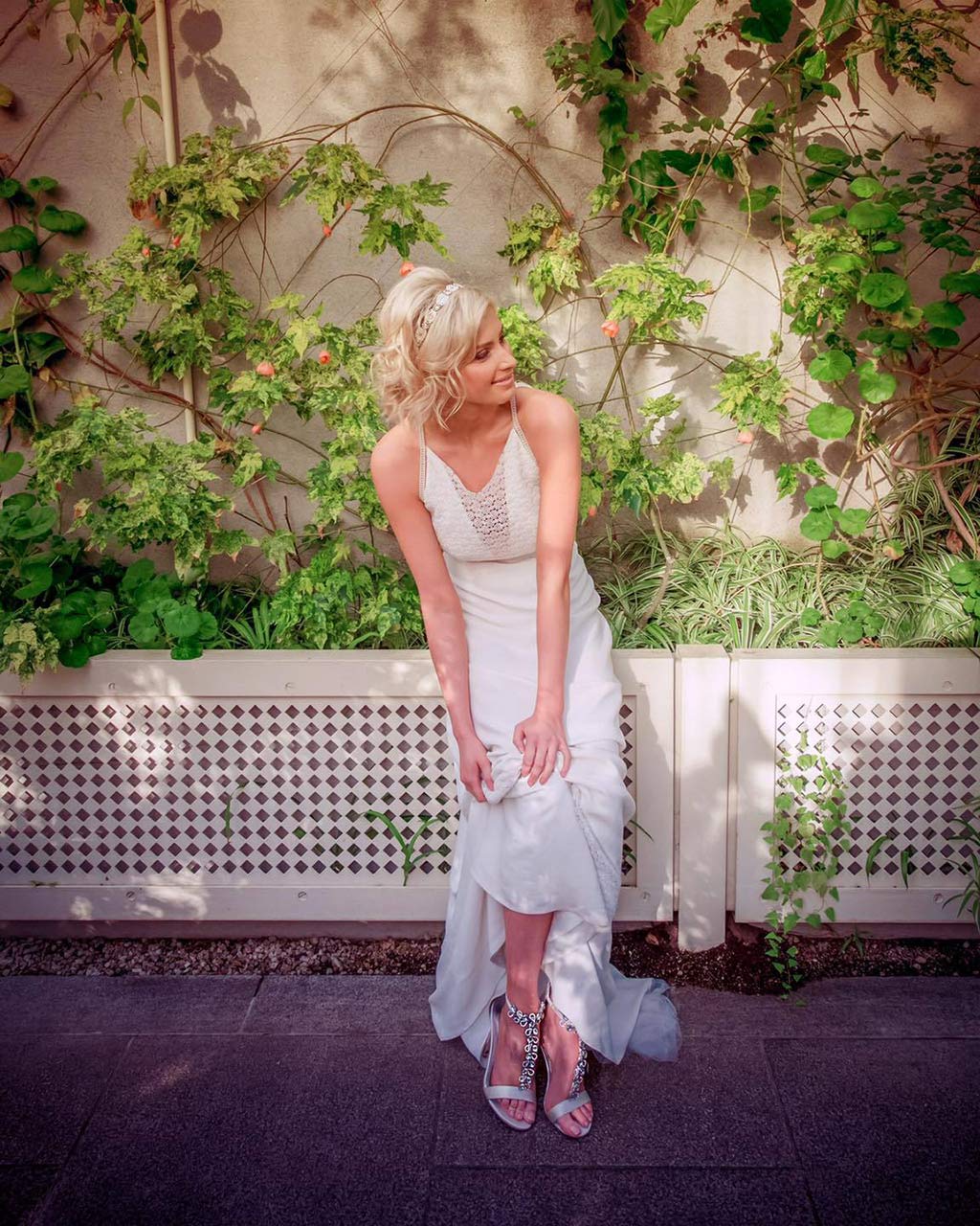 Barnardos Bridal Rooms bride in garden