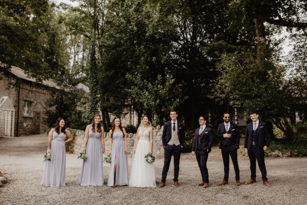 Bride groom groomsmen and bridesmaids