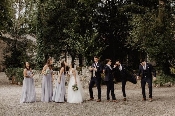 Bride groom groomsmen and bridesmaids