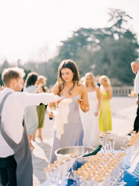 Guests drinking wine prosecco champagne