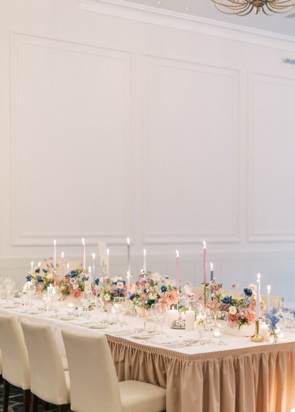 Dining room table candles flowers