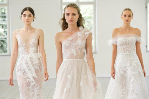 Mira Zwillinger 2023 bridal group shot lace dresses