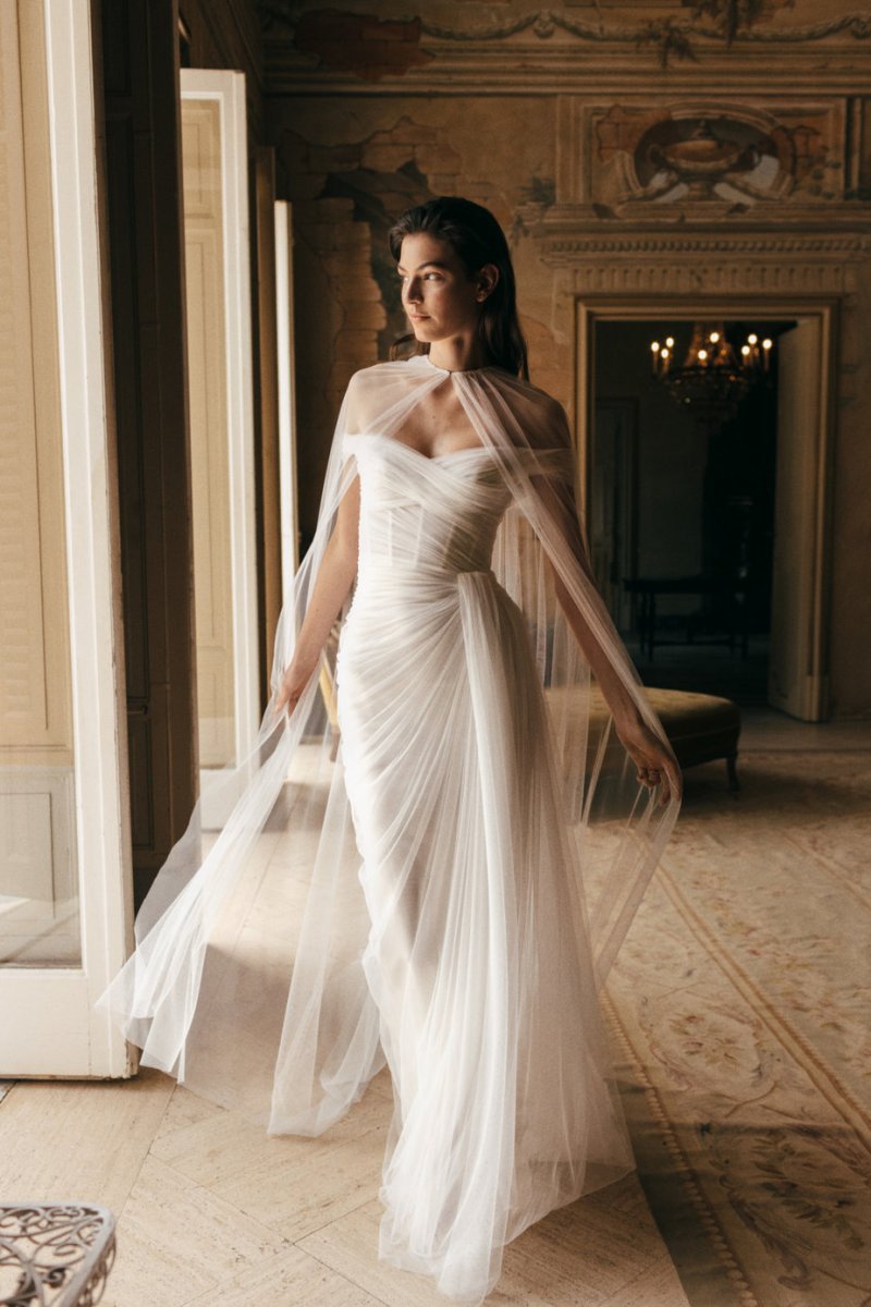 Monique Lhuillier Bridal bride long cape