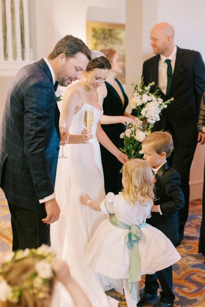 Bride groom family and children