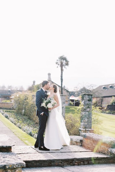 Bride and groom outside exterior shot