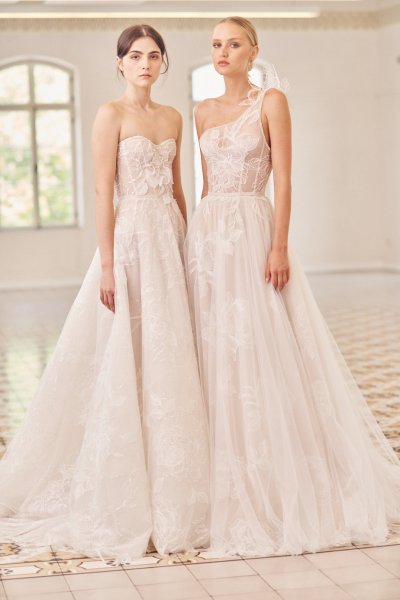 Mira Zwillinger 2023 bridal group shot lace dresses