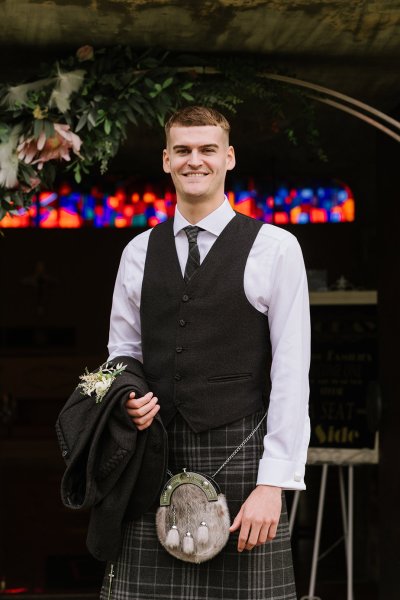 Groomsman kilt bagpipe tie shirt