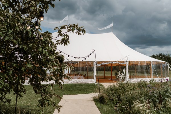 Marquee wedding venue from afar