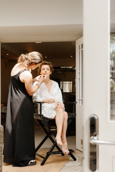 Bride getting makeup done MUA