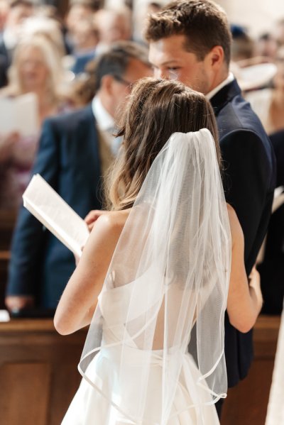 Bride veil detail from behind