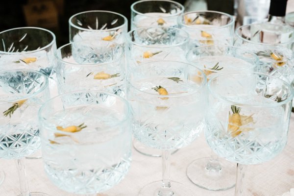 Up close cocktail glasses alcohol beverages