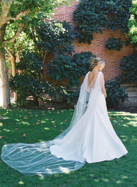 Long train white bridal dress/gown