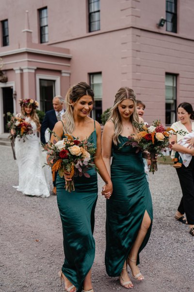 Bridesmaids walking