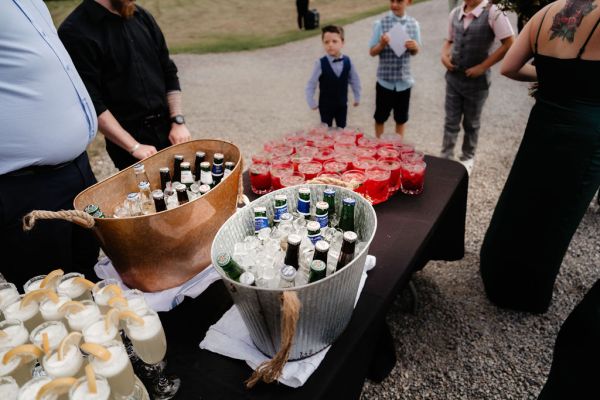 Beer in containers with ice