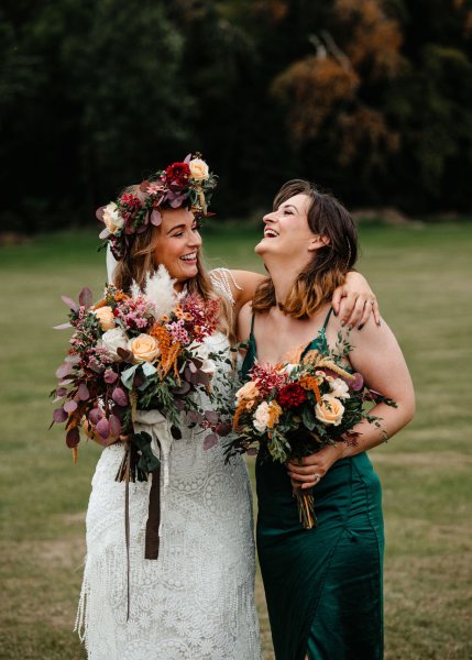 Bridesmaid and bride bouquet flowers roses