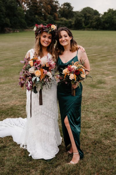 Bride and bridesmaid