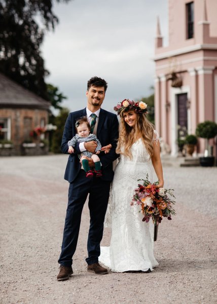 Bride groom and baby