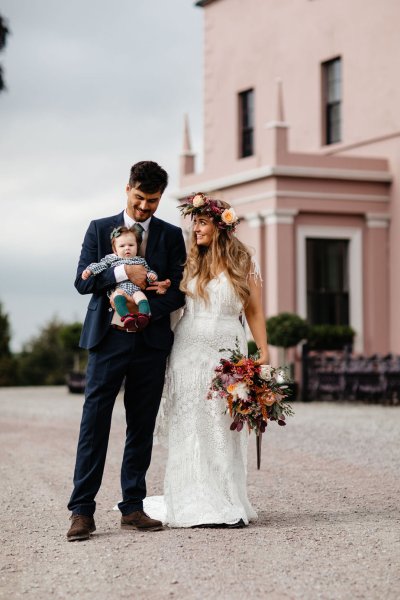 Bride groom and baby